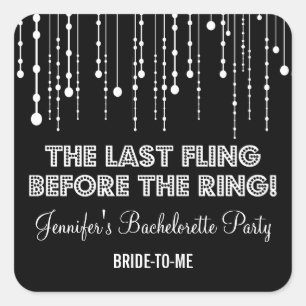 Hanging Lights Bachelorette Party Square Sticker