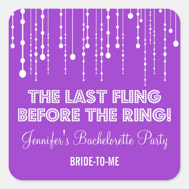 Hanging Lights Bachelorette Party Sticker (Front)