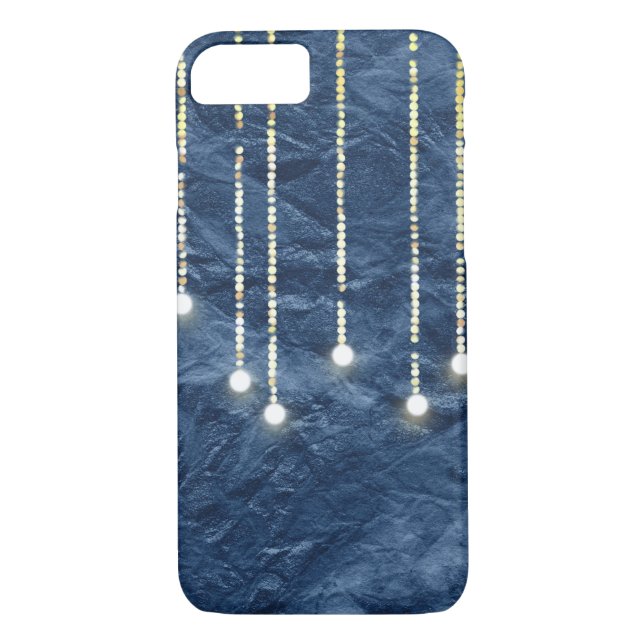 hanging lights glowing on navy blue texture Case-Mate iPhone case (Back)