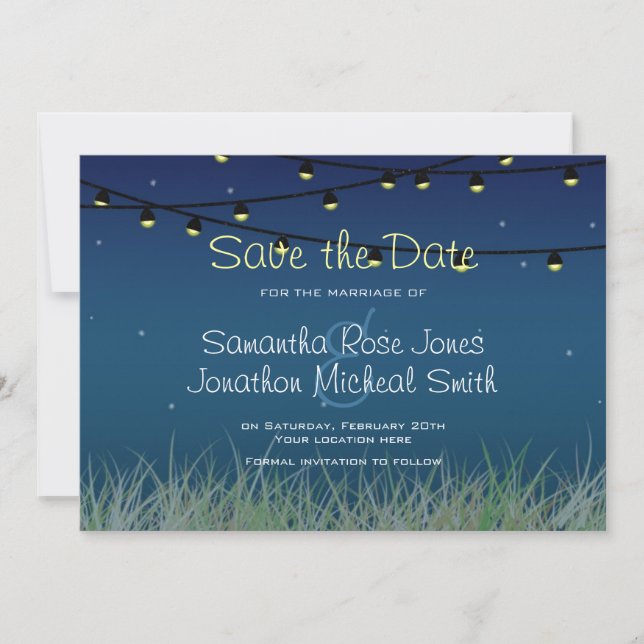 Hanging Lights Night Under the Stars Save the Date (Front)