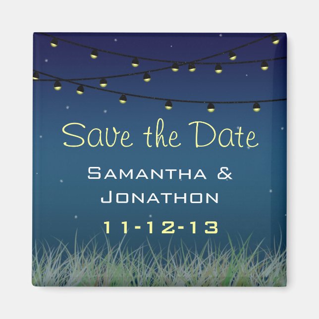 Hanging Lights Night Under the Stars Save the Date Magnet (Front)