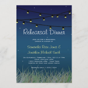 Hanging Lights Rehearsal Dinner Under the Stars Invitation