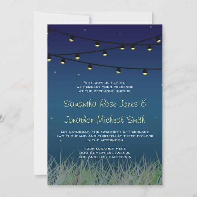 Hanging Lights Wedding Night Under the Stars Invitation (Front)