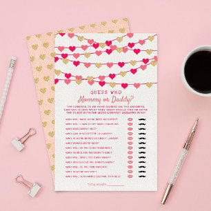 Hanging Love Hearts Baby Shower Guess Who Game