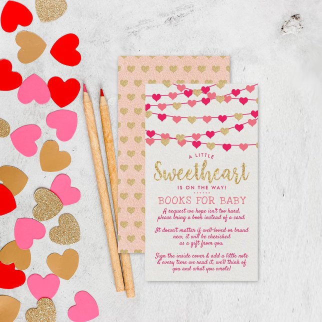 Hanging Love Hearts Little Sweetheart Baby Shower Enclosure Card (Creator Uploaded)