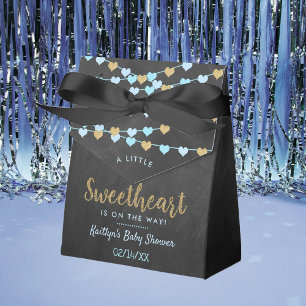 Hanging Love Hearts Little Sweetheart Baby Shower Favour Box
