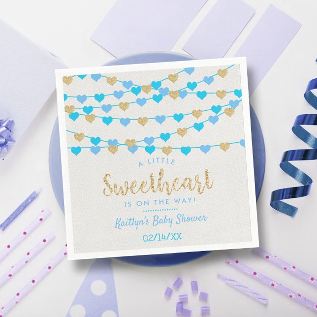 Hanging Love Hearts Little Sweetheart Baby Shower Napkin (Creator Uploaded)