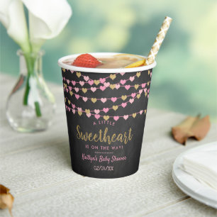Hanging Love Hearts Little Sweetheart Baby Shower Paper Cups