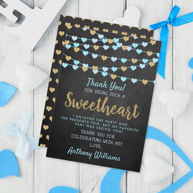 Hanging Love Hearts Little Sweetheart Birthday Thank You Card (Creator Uploaded)