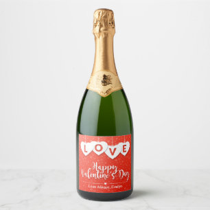 Hanging LOVE Letters Happy Valentine's Day Sparkling Wine Label