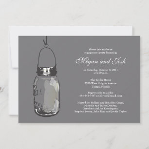Hanging Mason Jar Engagement Party Invitation