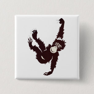 Hanging Monkey 15 Cm Square Badge