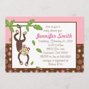 Hanging Monkey Baby Shower Invitation