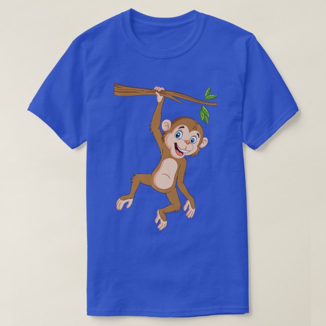 Hanging Monkey Monkeys Jungle Safari Primate Anima T-Shirt (Design Front)