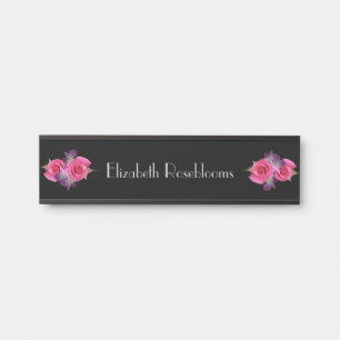 Hanging Name Plates Pink Roses Orchids