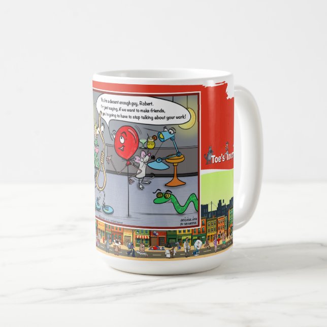 Hanging on Every Word | Absurd Situational Classic Coffee Mug (Front Right)