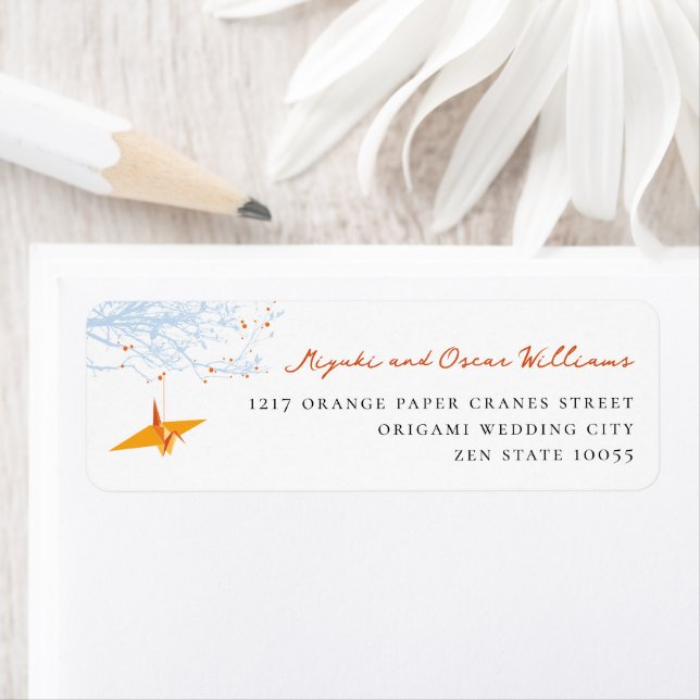 Hanging Orange Paper Crane Asian Wedding Address (Insitu)