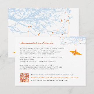 Hanging Origami Orange Crane Asian Wedding Details Enclosure Card