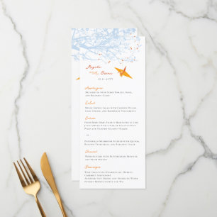 Hanging Origami Orange Paper Crane Asian Wedding Menu