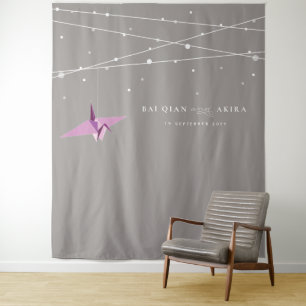 Hanging Origami Paper Crane Wedding Photo Backdrop Tapestry