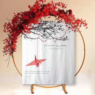 Hanging Origami Paper Crane Wedding Photo Backdrop Tapestry