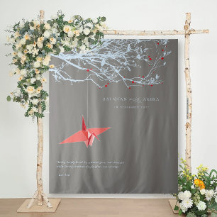 Hanging Origami Paper Crane Wedding Photo Backdrop Tapestry