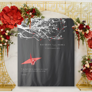 Hanging Origami Paper Crane Wedding Photo Backdrop Tapestry