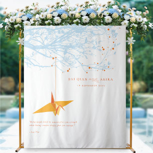 Hanging Origami Paper Crane Wedding Photo Backdrop Tapestry