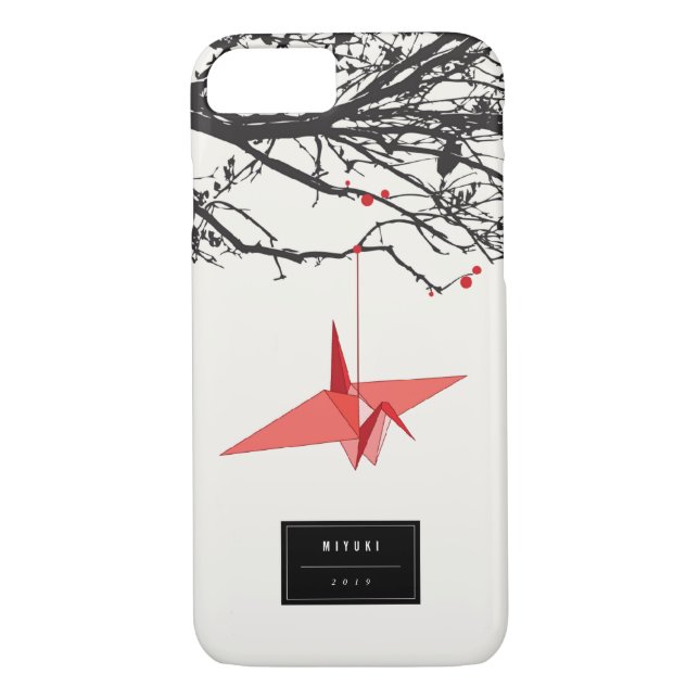 Hanging Origami Red Paper Cranes Branches Zen Case (Back)