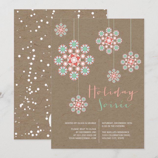 Hanging Ornaments Chic Holiday Soiree Party Invite (Front/Back)
