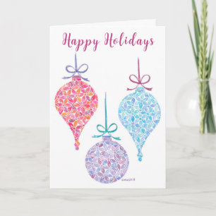 Hanging Ornaments Christmas Card by Sue Weidlich