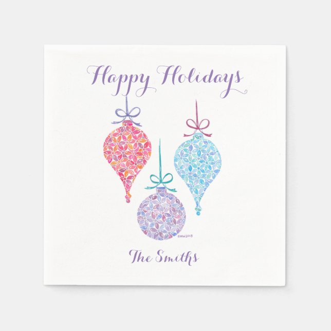 Hanging Ornaments Cocktail Napkins by Sue Weidlich (Front)