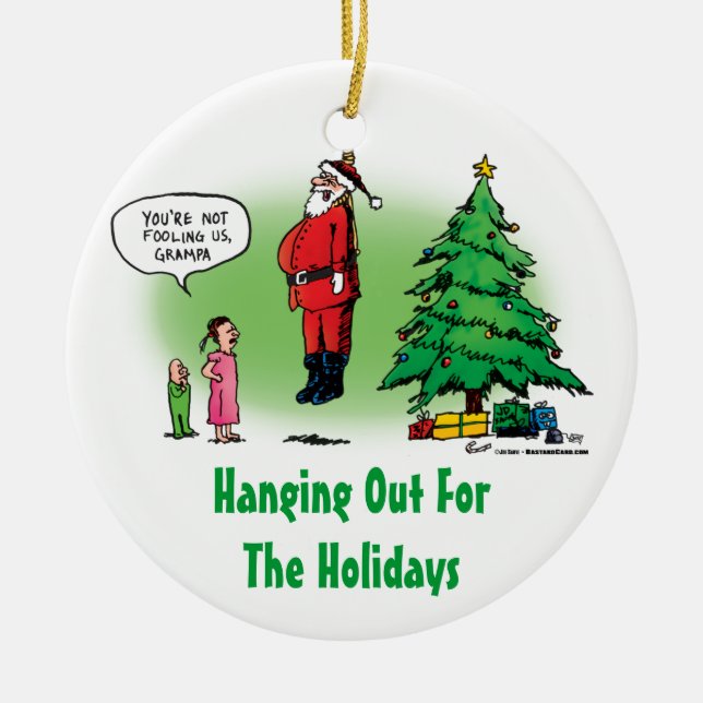 Hanging Out Santa Twisted Cartoon Ceramic Tree Decoration (Front)