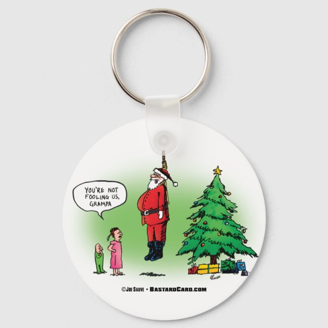 Hanging Out Santa Twisted Cartoon Key Ring (Front)