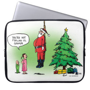 Hanging Out Santa Twisted Cartoon Laptop Sleeve