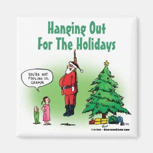 Hanging Out Santa Twisted Cartoon Magnet