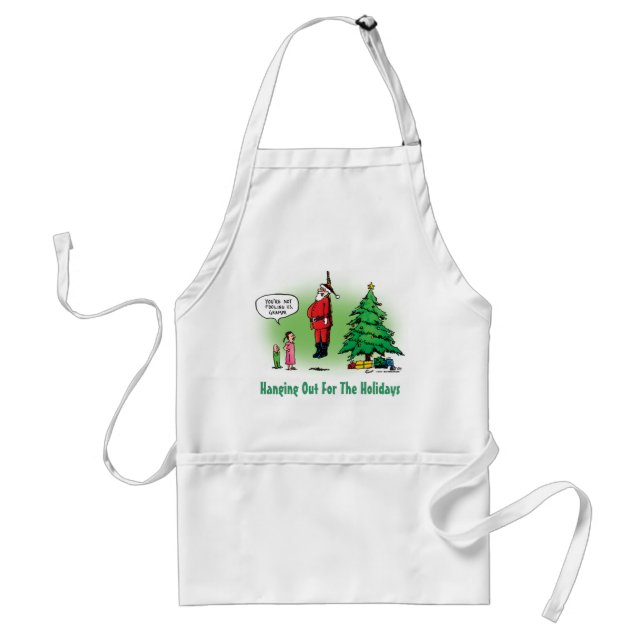 Hanging Out Santa Twisted Cartoon Standard Apron (Front)