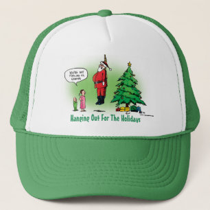Hanging Out Santa Twisted Cartoon Trucker Hat