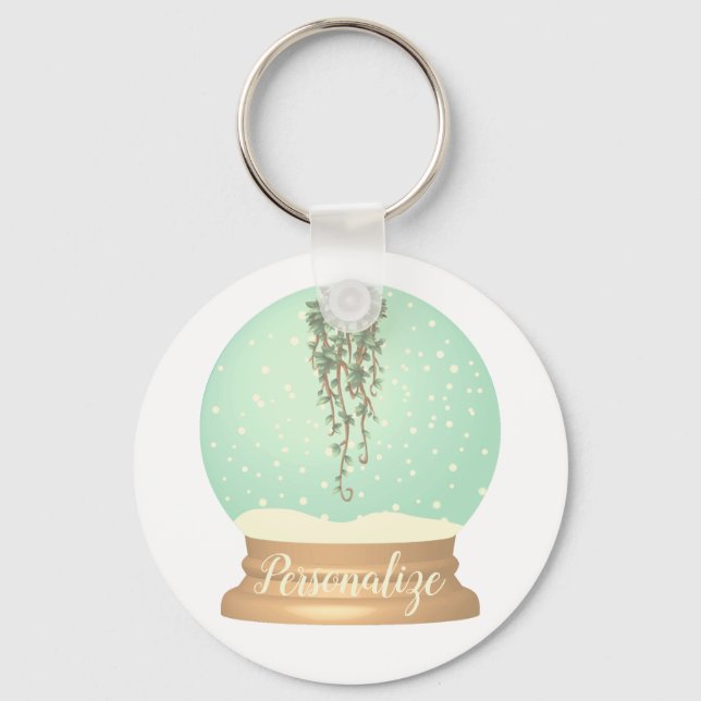 Hanging plant snow globe keychain (Front)