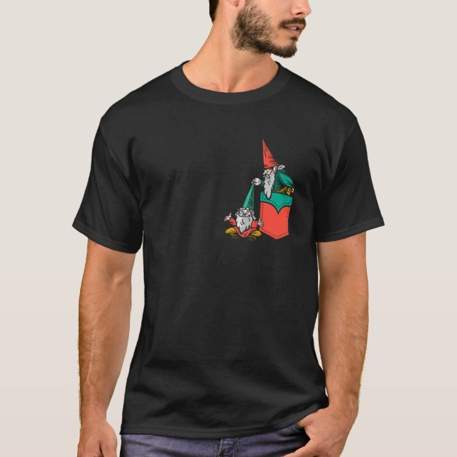 Hanging Pocket Gnome Gnomies  T-Shirt (Front)