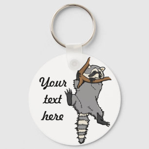 Hanging raccoon personalised  key ring