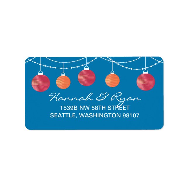 Hanging Red & Orange Paper Lantern On Lights Label (Front)