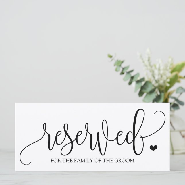 Hanging Reserved Sign | Rustic Calligraphy (Black) (Standing Front)