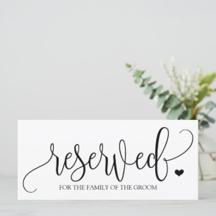 Hanging Reserved Sign   Rustic Calligraphy (Black)