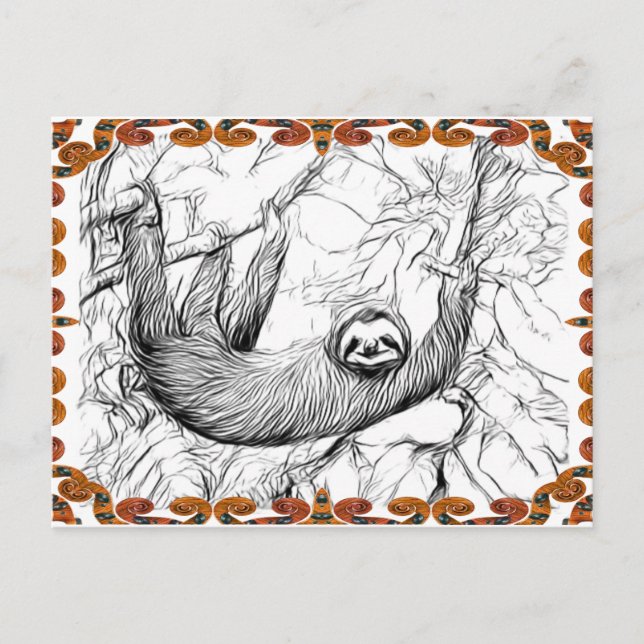 HANGING SLOTH | Paintable Postcards©  Postcard (Front)