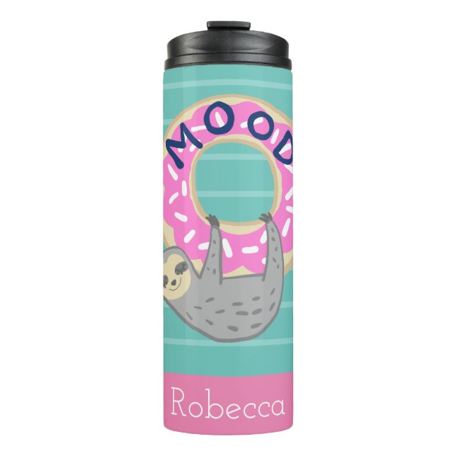 Hanging Sloth & Pink Iced Doughnut MOOD Thermal Tumbler (Front)