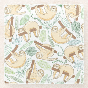 Hanging Sloths Glass Coaster