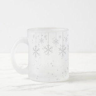 Hanging Snowflakes Frosted Glass Coffee Mug
