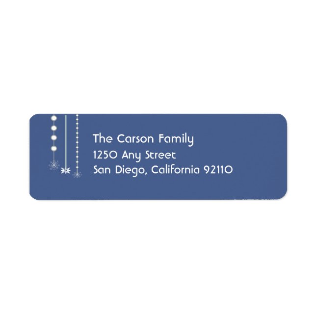 Hanging Snowflakes Return Address Label (blue) (Front)