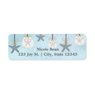 Hanging Starfish & Sand Dollar Beach Address Label